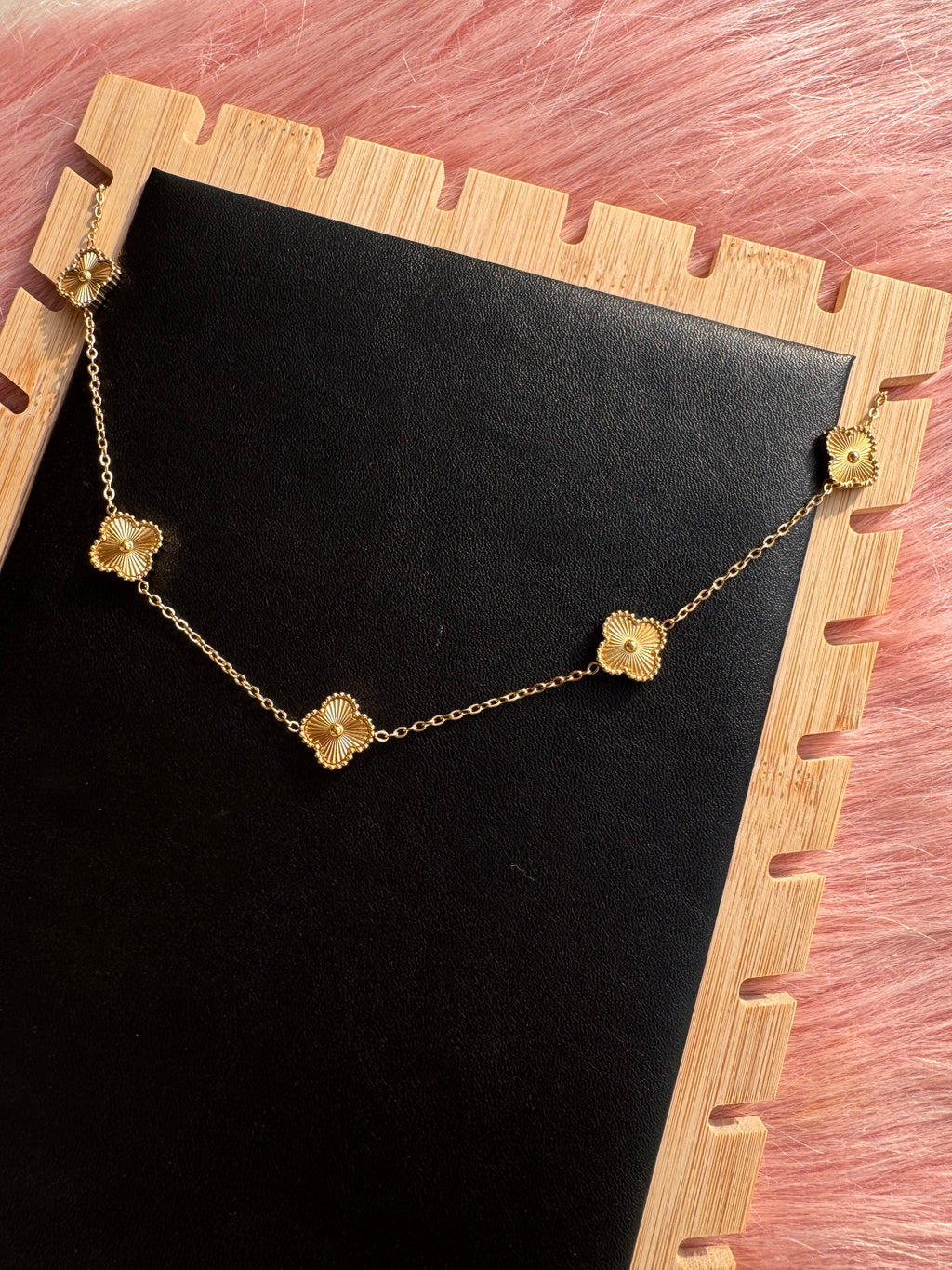 The Golden Sunburst Clover Station Necklace