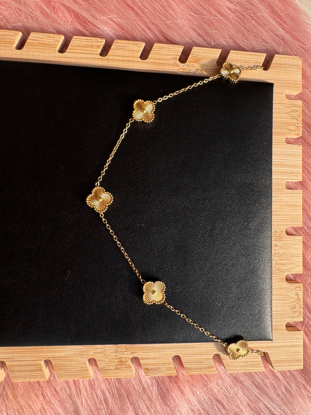 The Golden Sunburst Clover Station Necklace