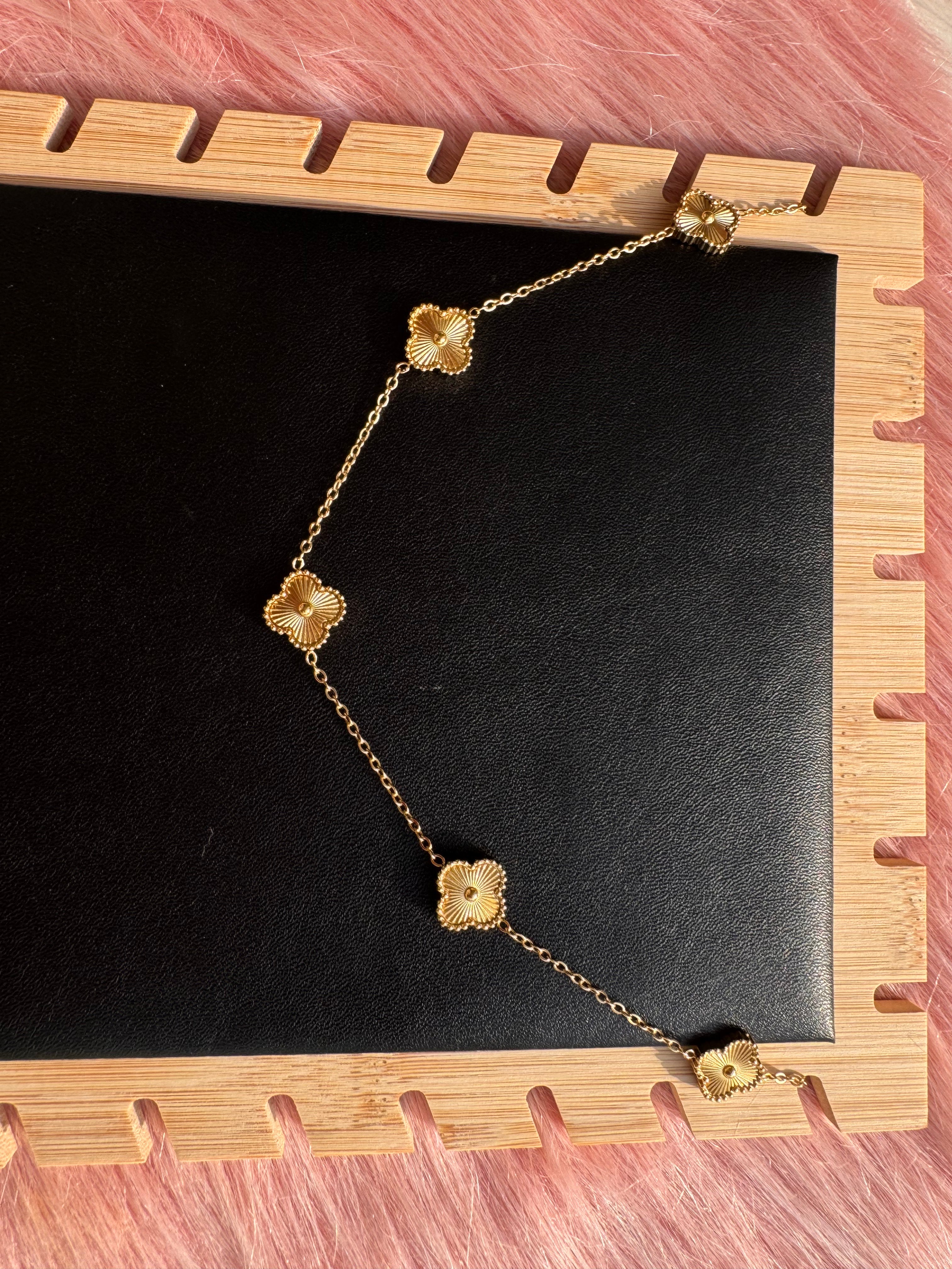 The Golden Sunburst Clover Station Necklace