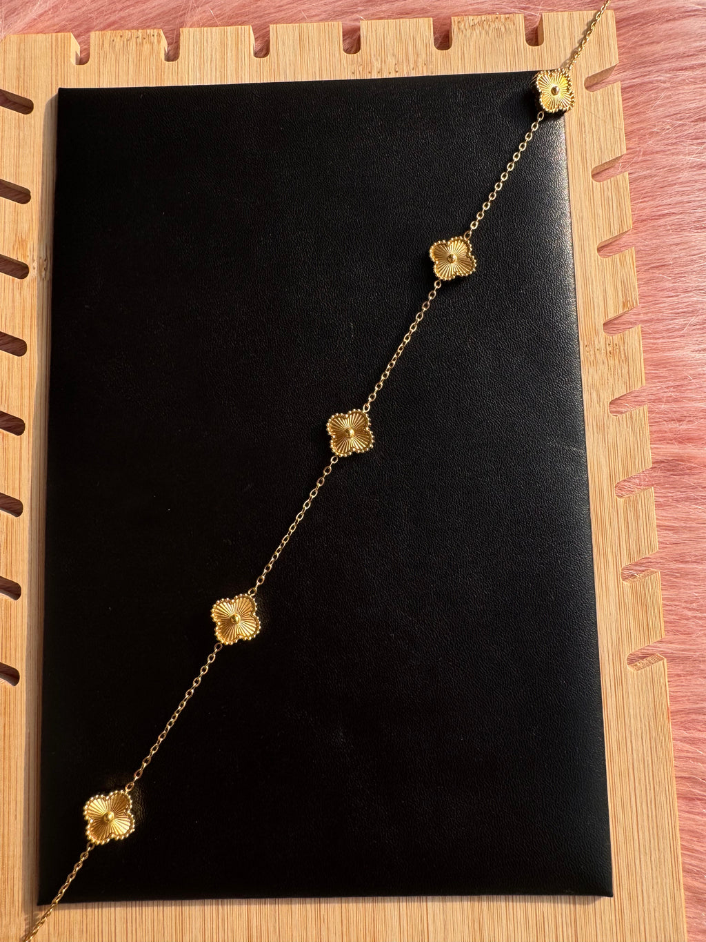 The Golden Sunburst Clover Station Necklace