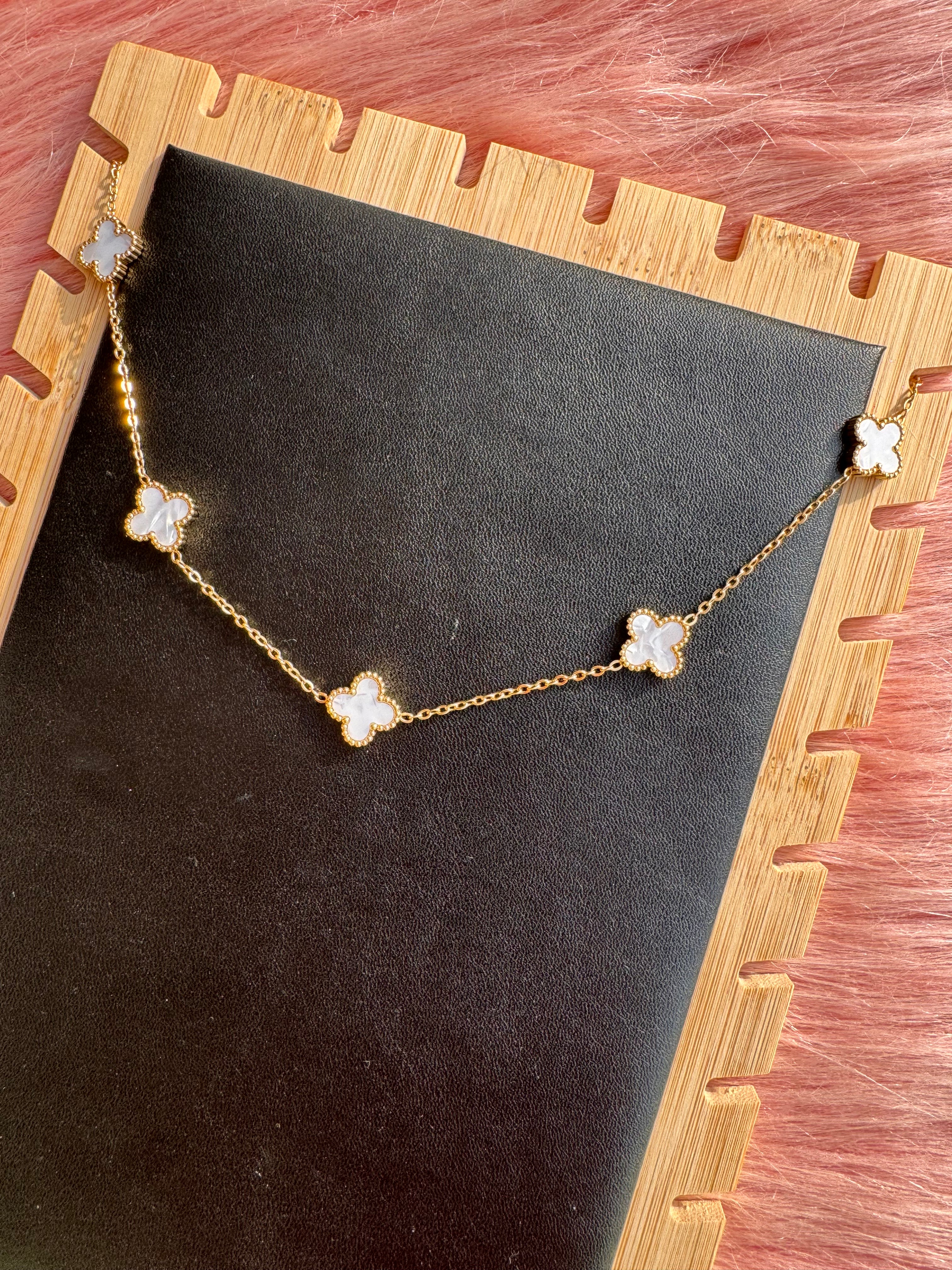 The Pearl-Lustre Clover Station Necklace