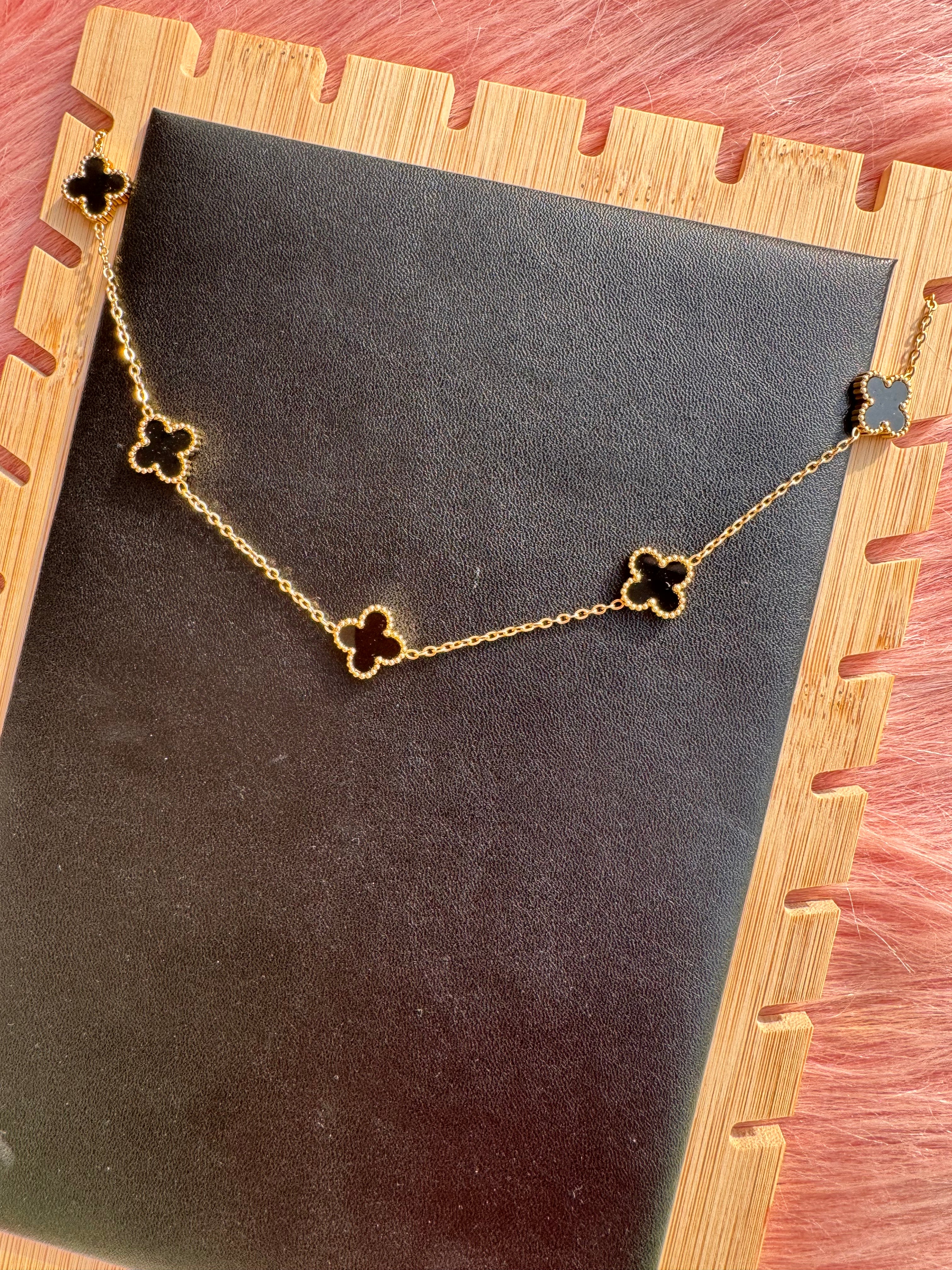 The Onyx Clover Station Necklace