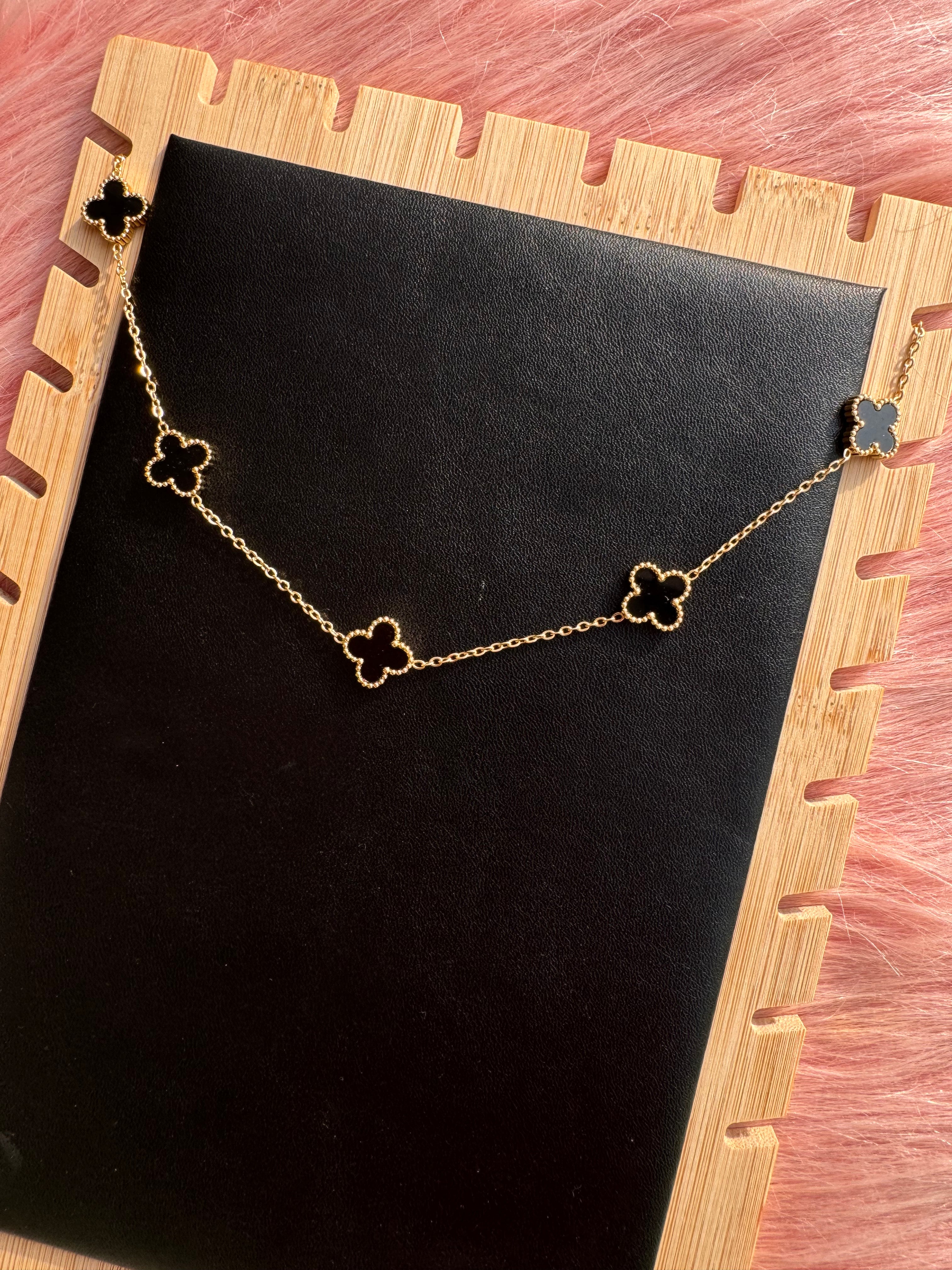 The Onyx Clover Station Necklace