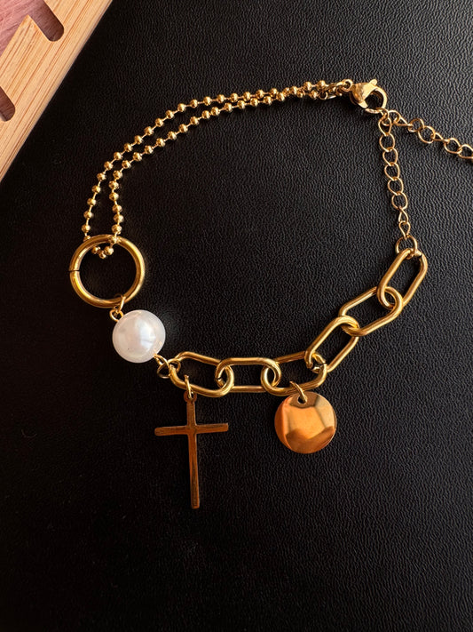 Chunky Cross Charm Bracelet