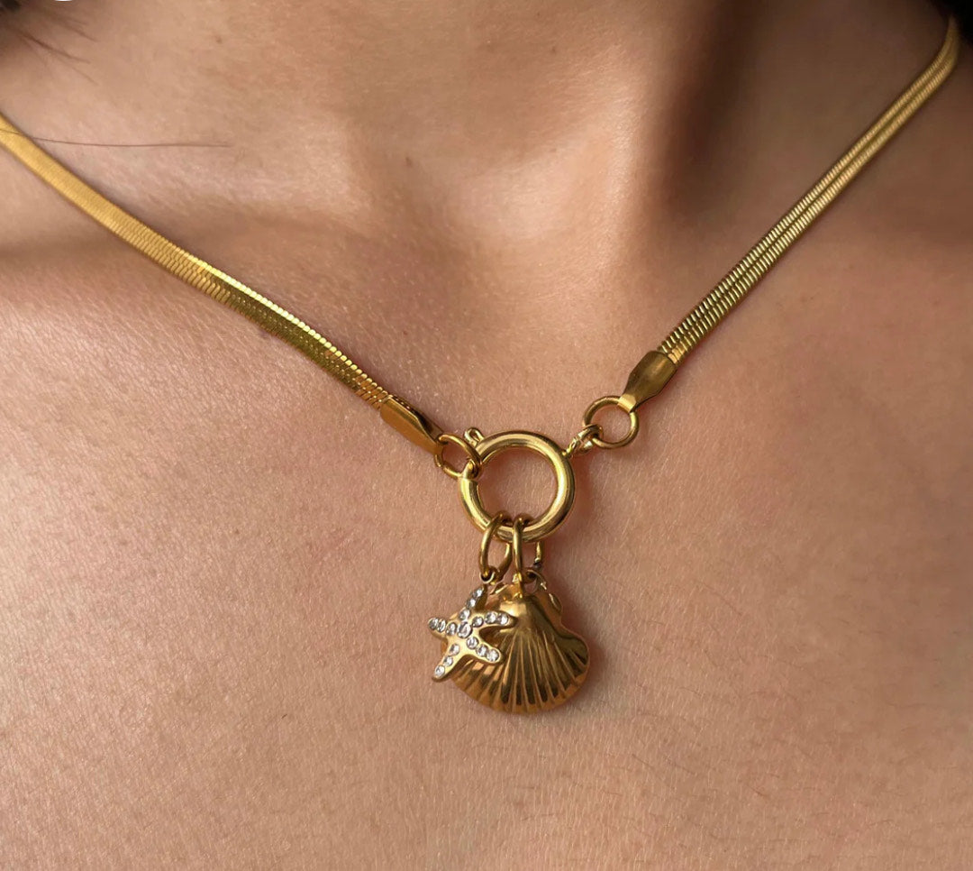 Starfish & Shell Charm Necklace