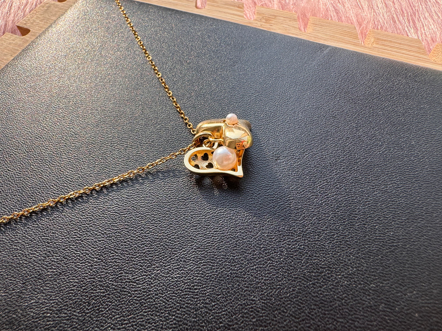Golden Heart Charm Necklace – Crystal Center