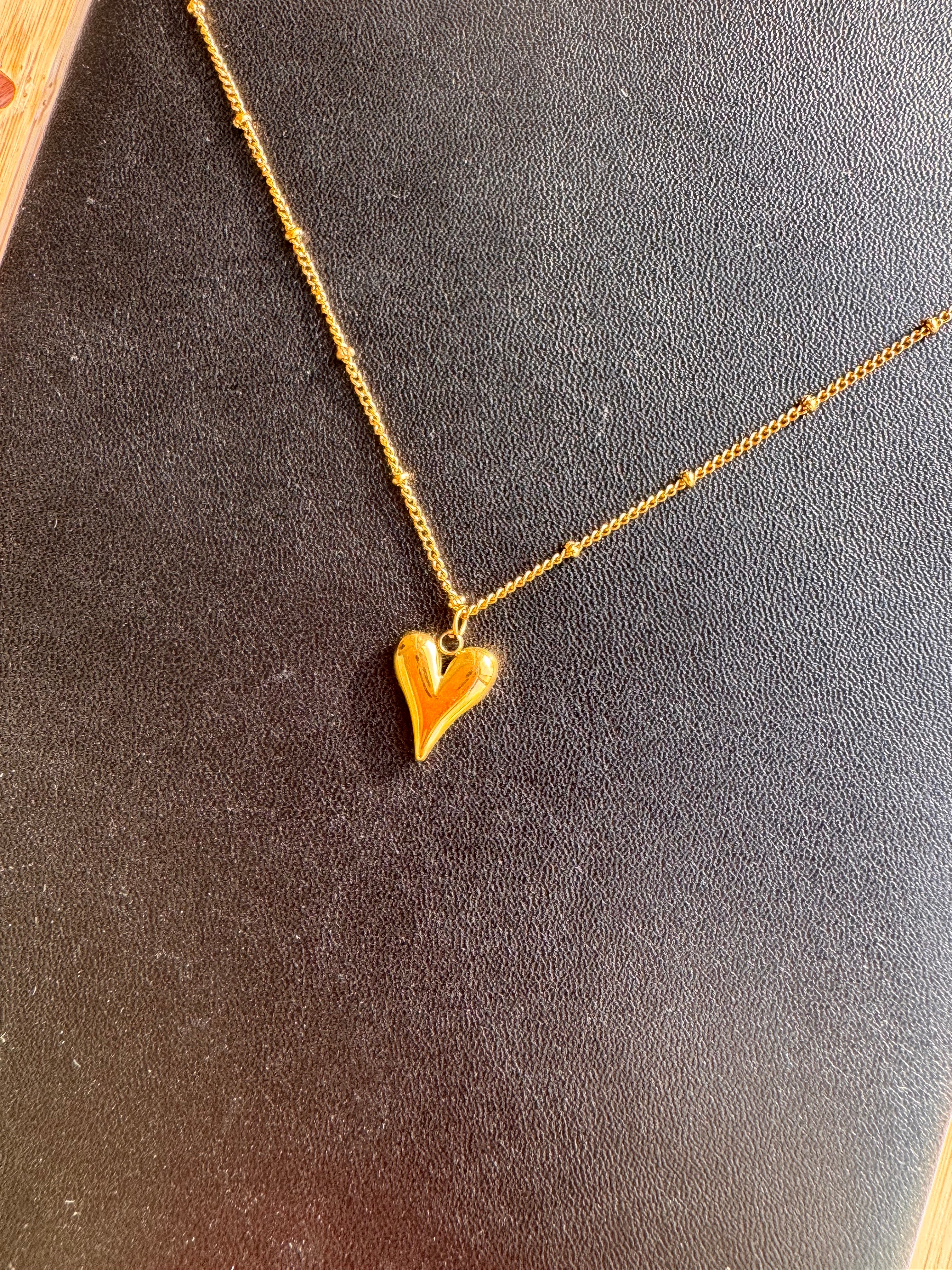 The Elongated Gold Heart Satellite Necklace