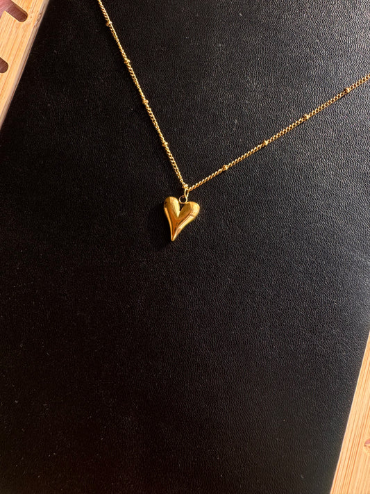 Puffed Heart Pendant Necklace – Gold