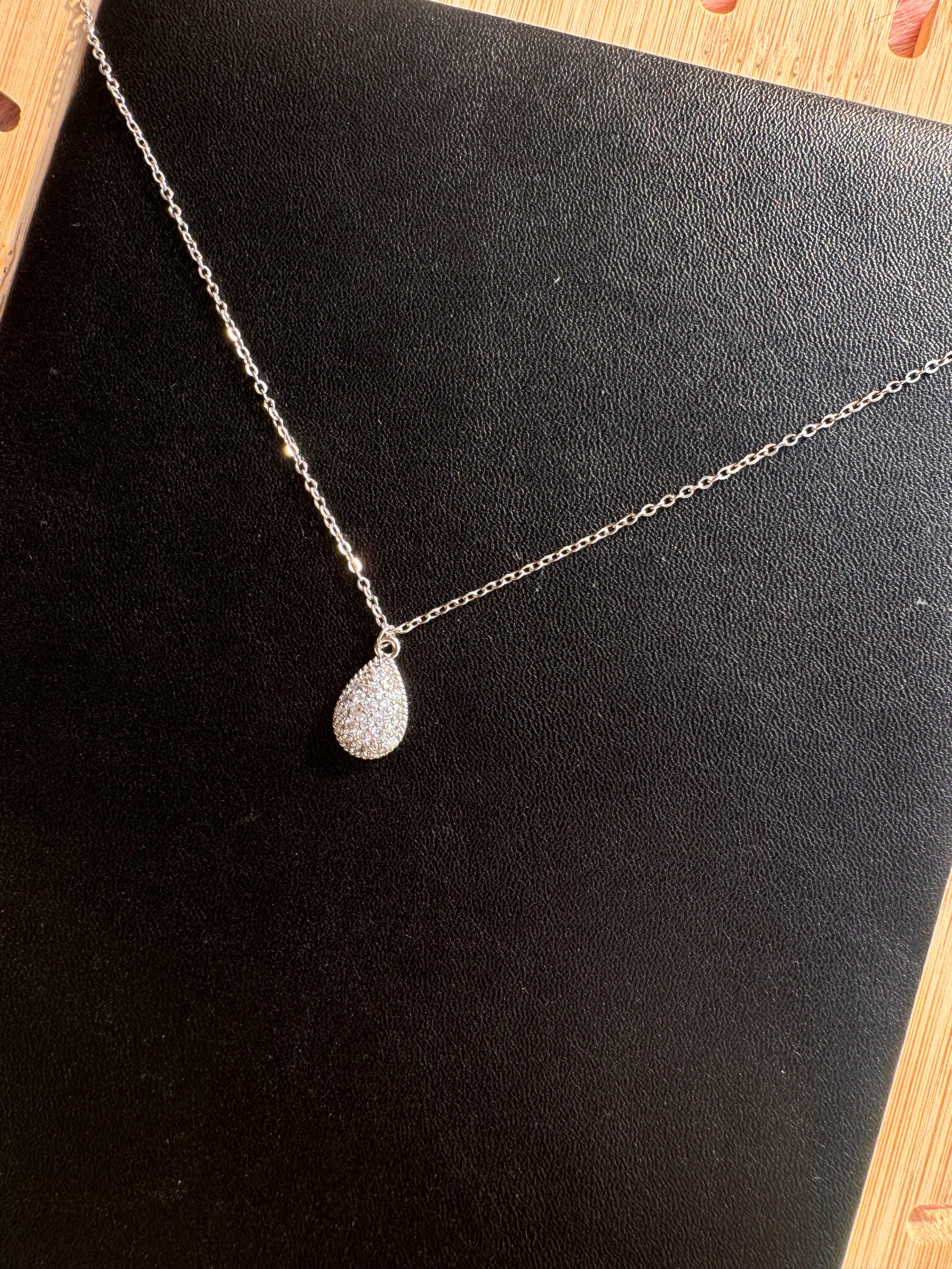 Stellar Teardrop Pavé Pendant Necklace