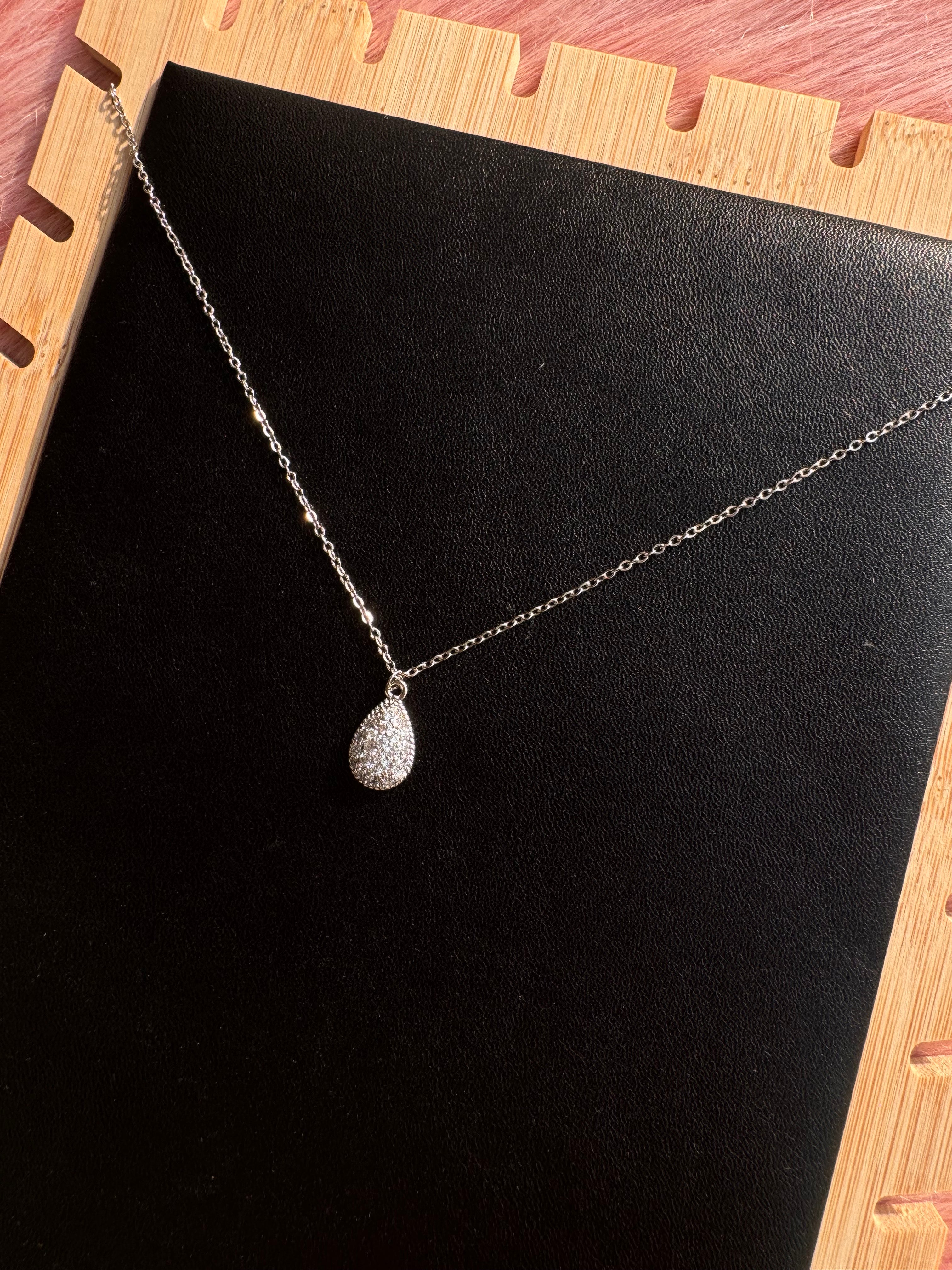 Stellar Teardrop Pavé Pendant Necklace