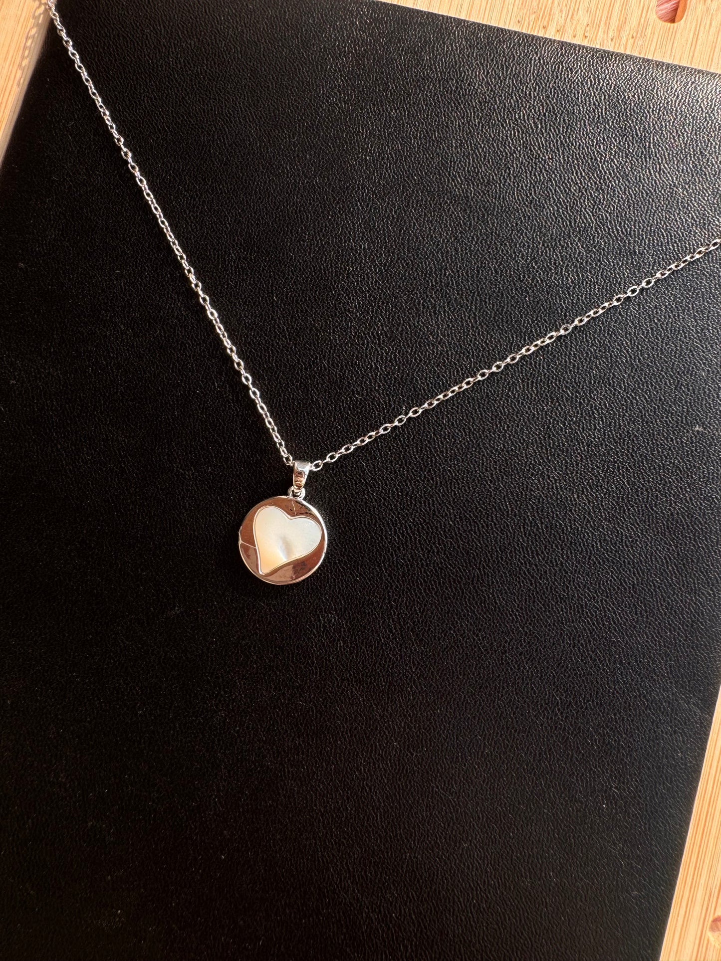 Engraved Heart Disc Pendant Necklace – Silver