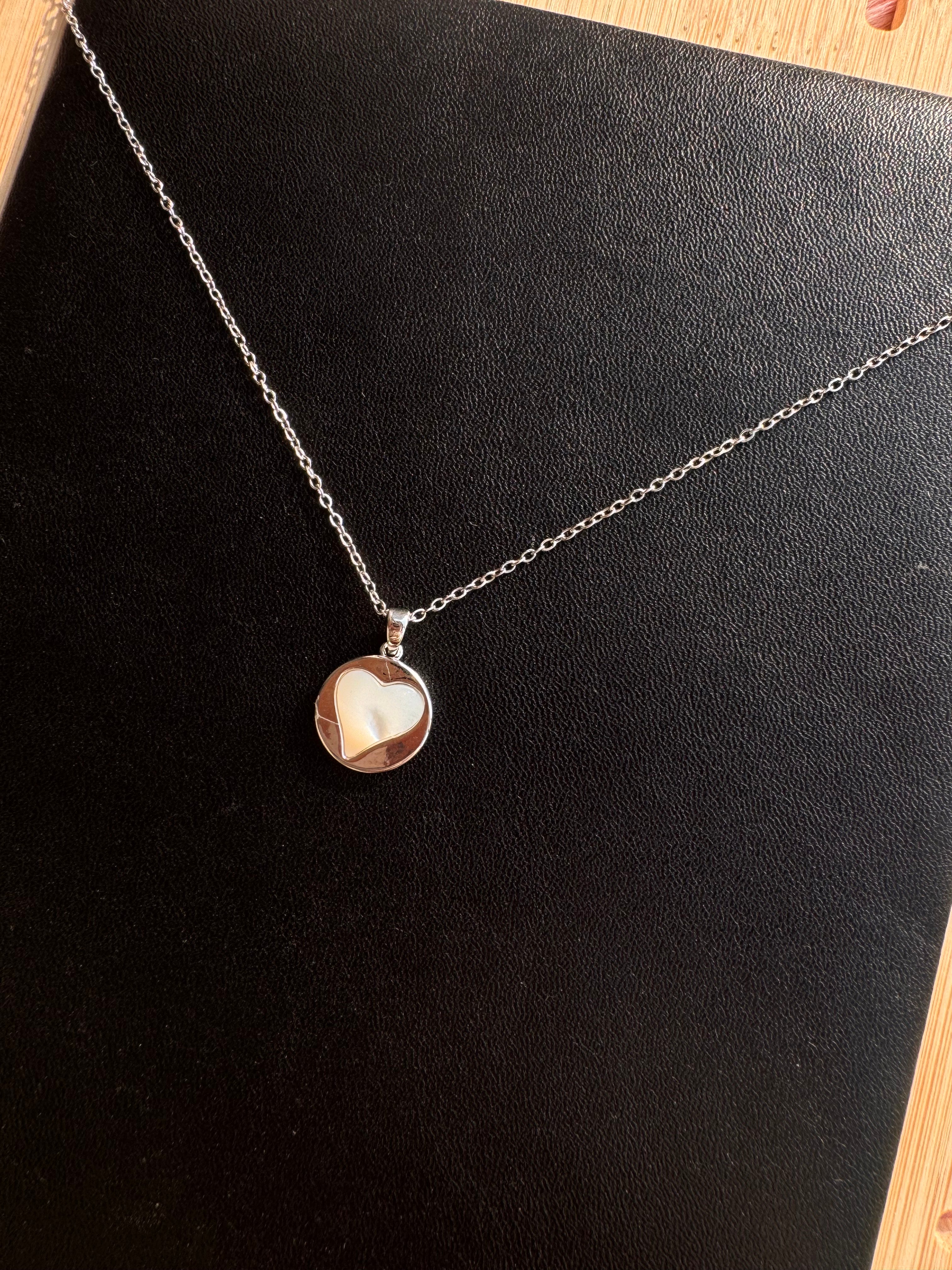 Mother of Pearl Heart Medallion Necklace