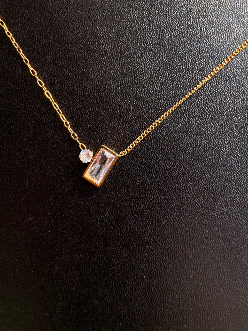 Asymmetric Baguette & Solitaire Crystal Necklace