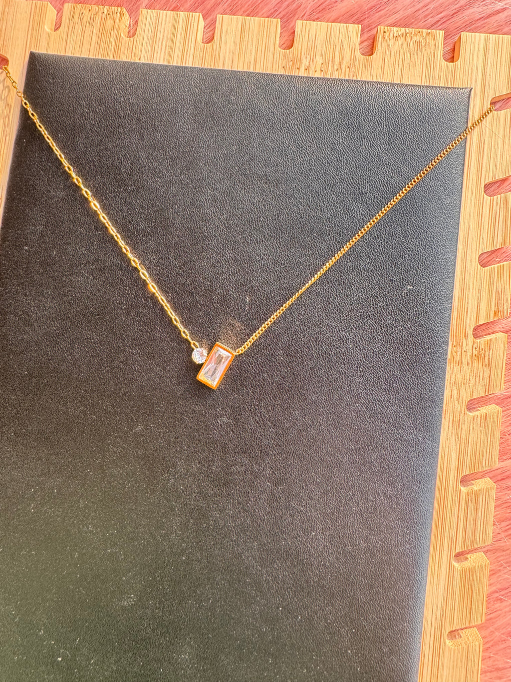 Asymmetric Baguette & Solitaire Crystal Necklace