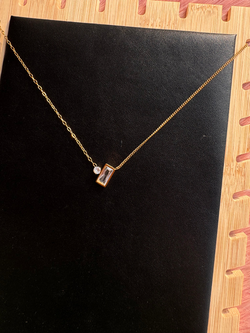 Asymmetric Baguette & Solitaire Crystal Necklace