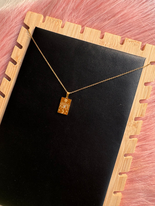 Mystic Eye Tag Pendant Necklace – Gold