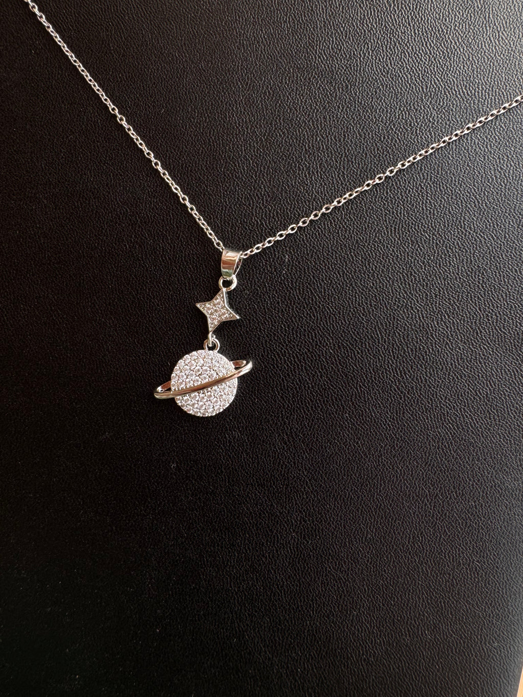 Cosmic Planet & Star Pavé Drop Necklace