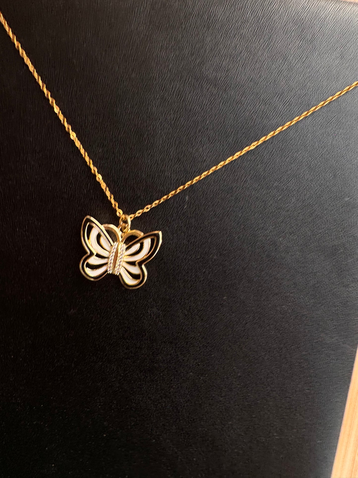 Black & White Butterfly Pendant Necklace