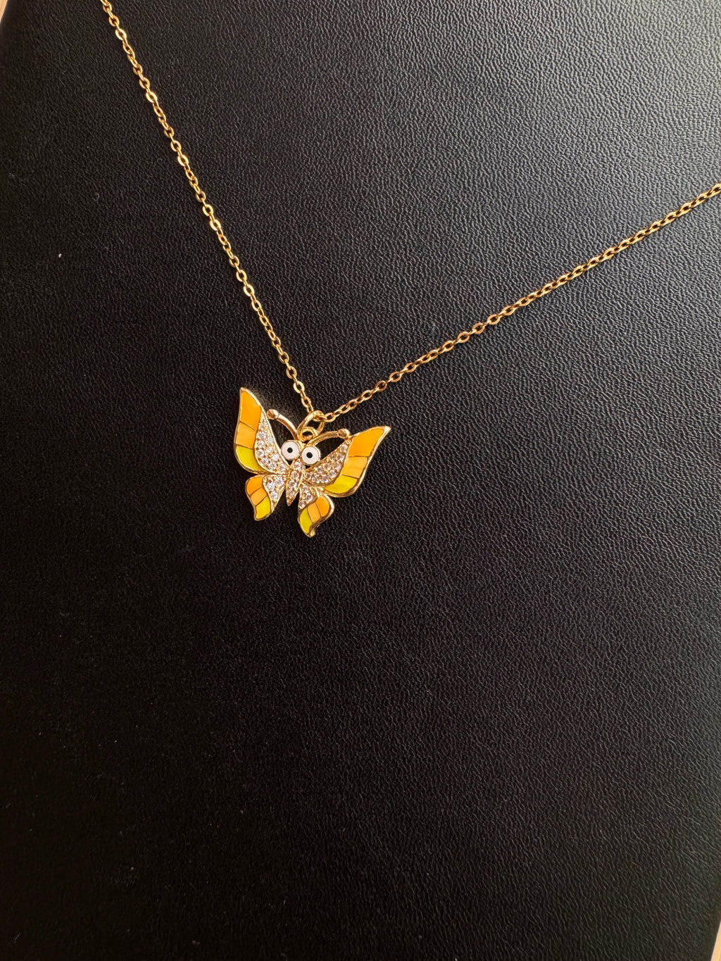 Sunset Enamel & Pavé Butterfly Pendant Necklace