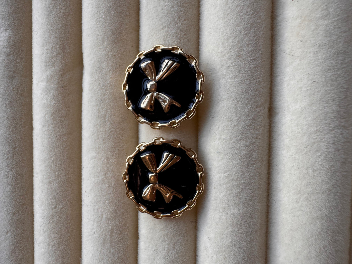 Black Enamel Bow Studs