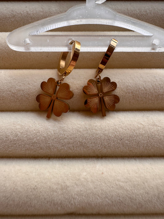Golden Clover Drop Hoops