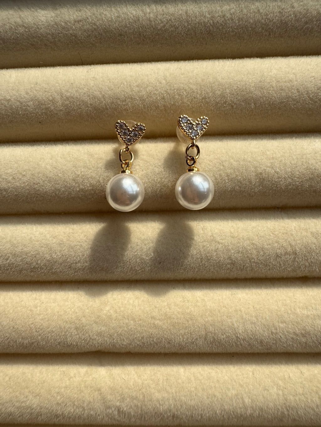 Heart & Pearl Drop Earrings