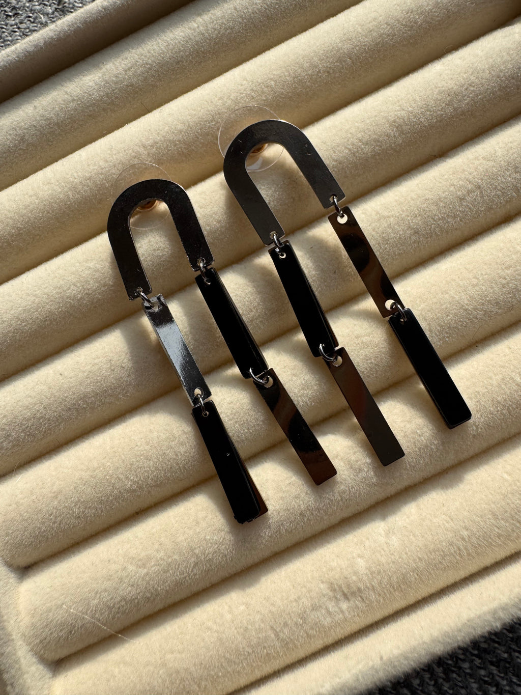The Noir Geometric Arch Drop Earrings