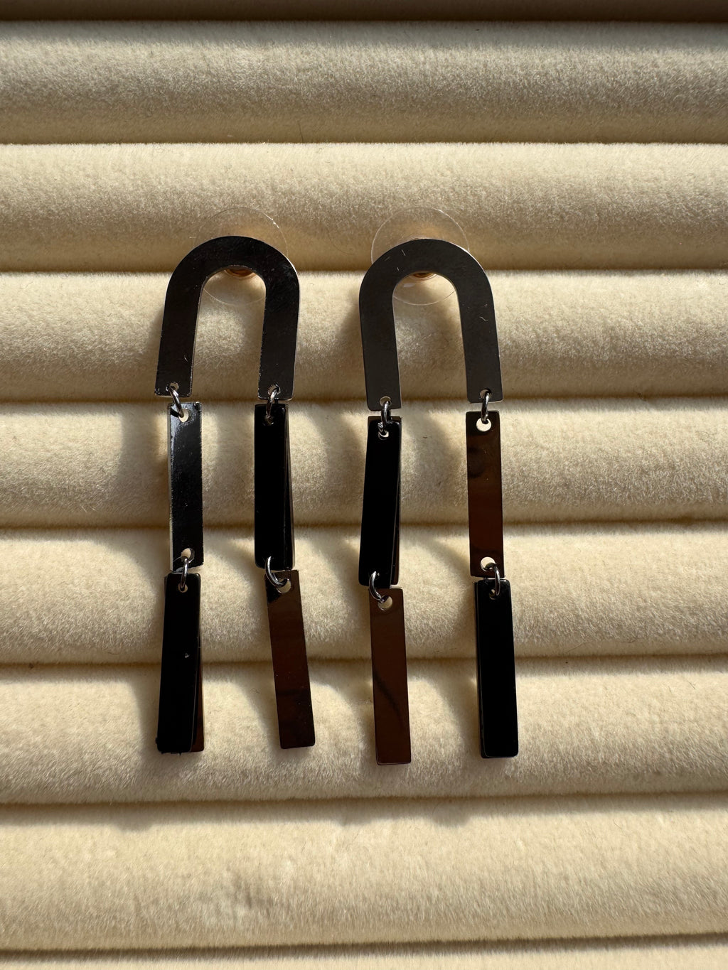The Noir Geometric Arch Drop Earrings