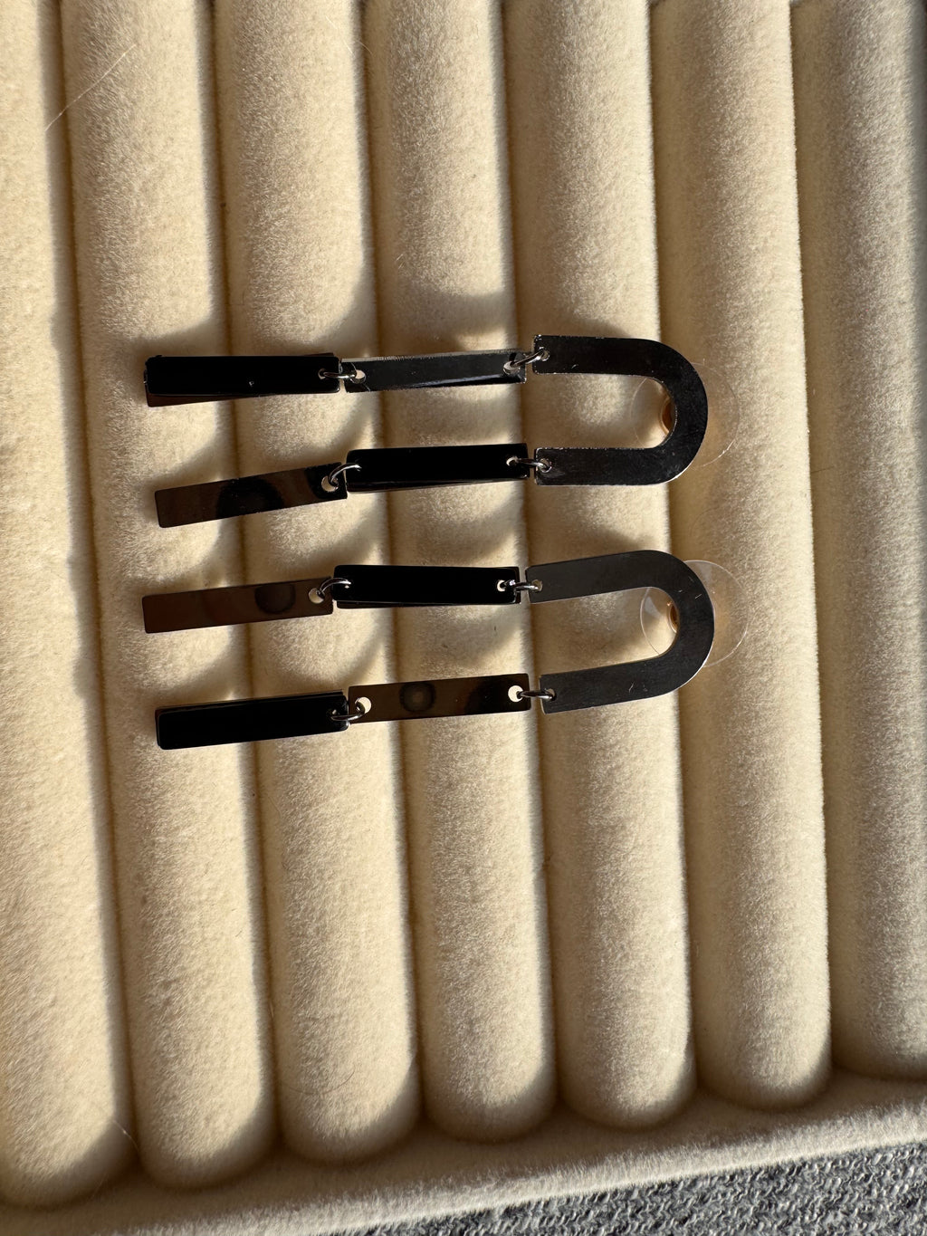 The Noir Geometric Arch Drop Earrings