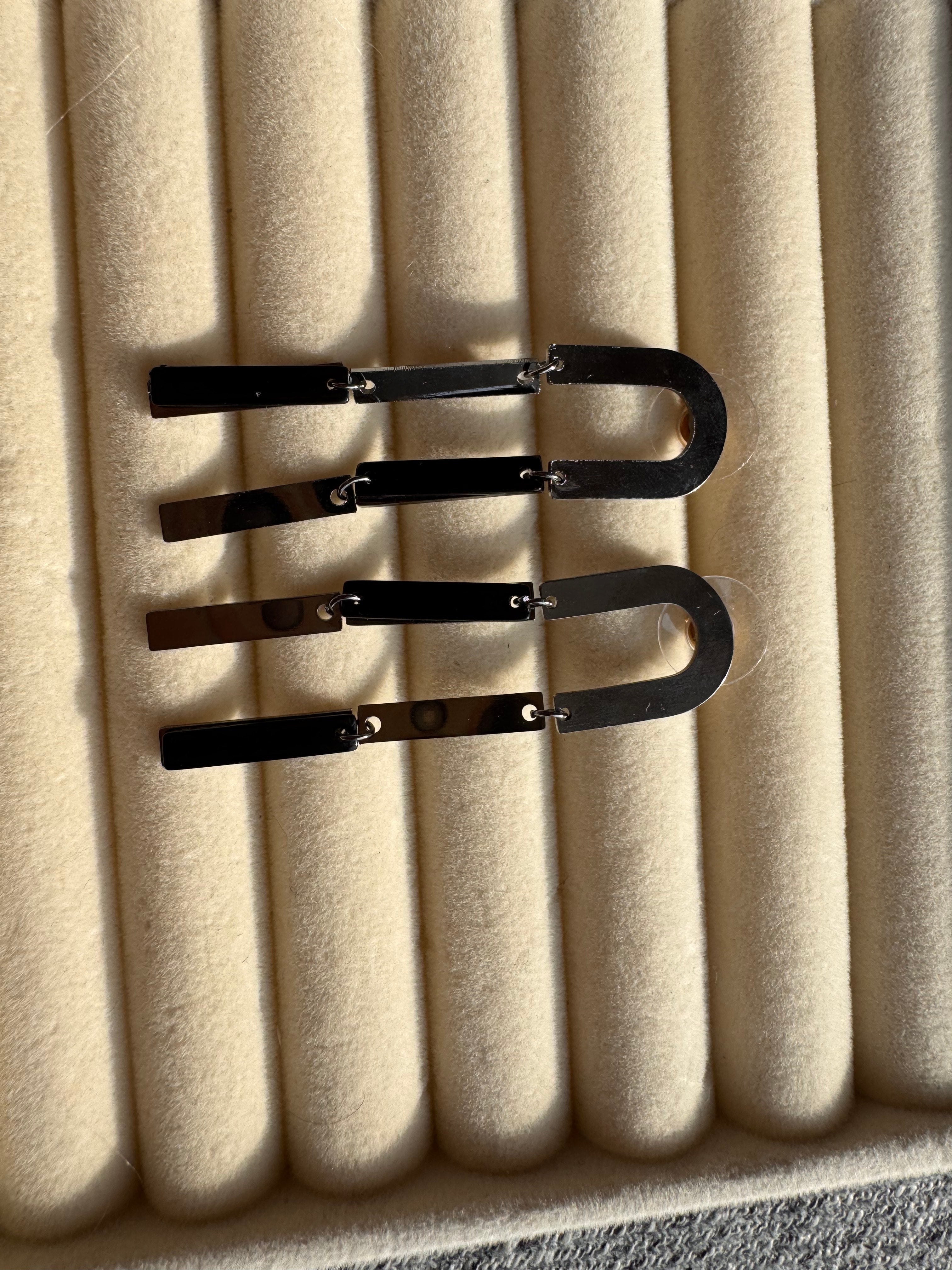 The Noir Geometric Arch Drop Earrings