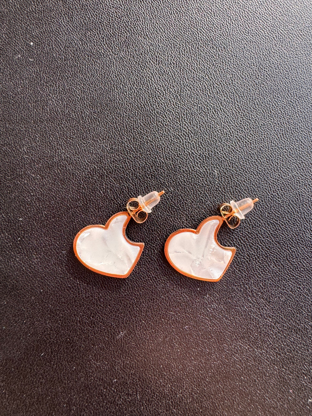 The Iridescent Pearl Heart Rose-Gold Studs