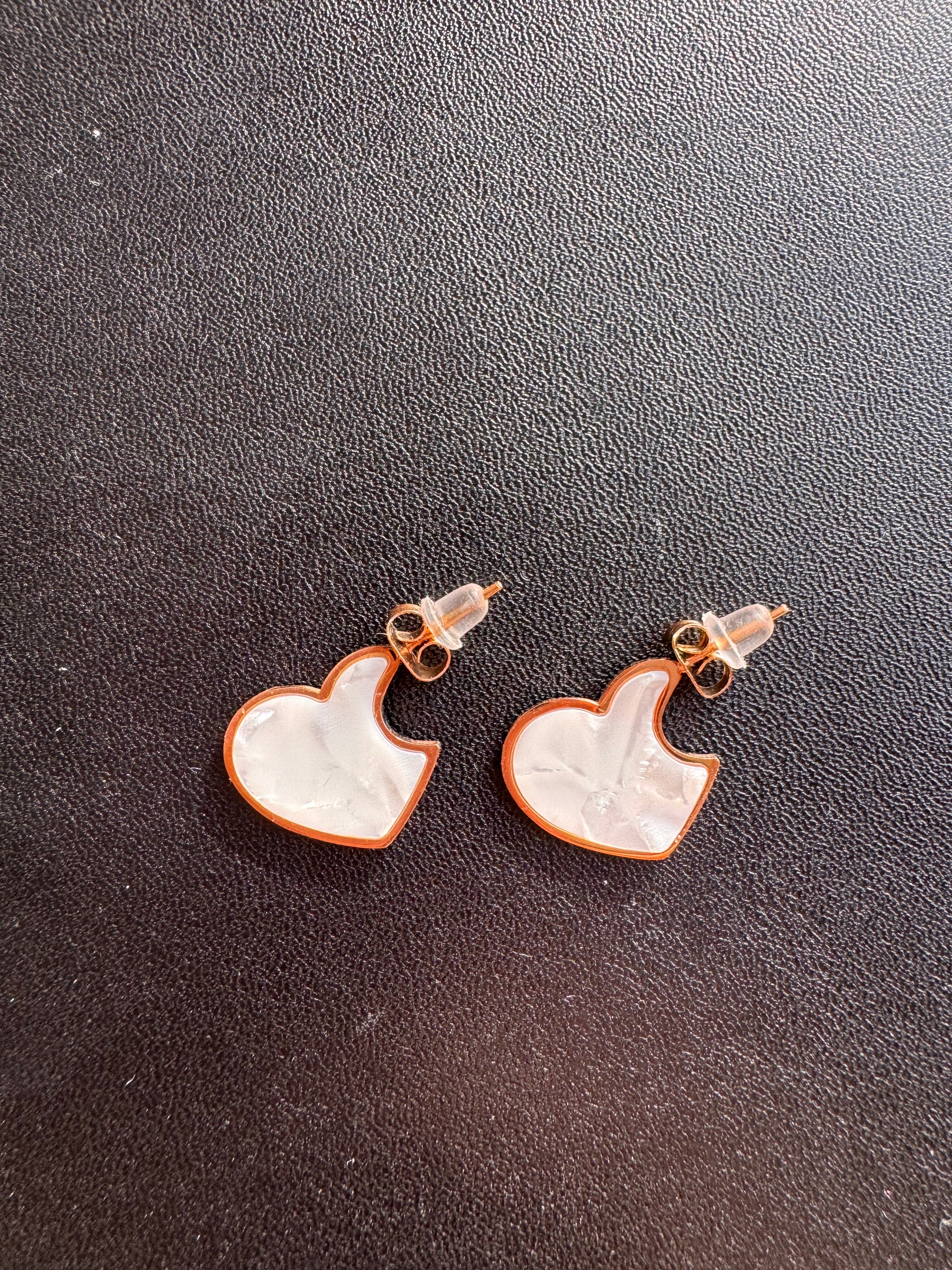 The Iridescent Pearl Heart Rose-Gold Studs
