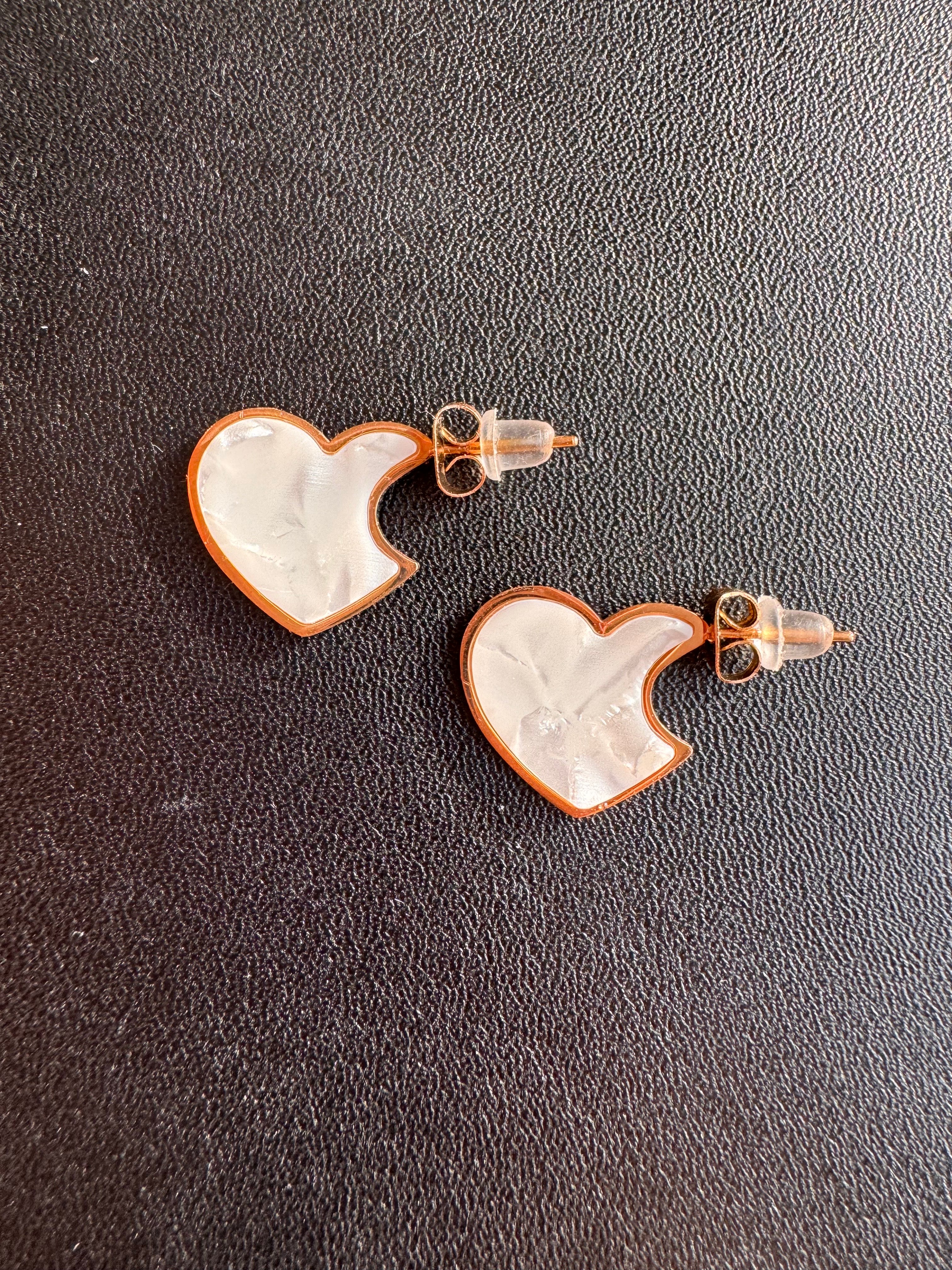 The Iridescent Pearl Heart Rose-Gold Studs