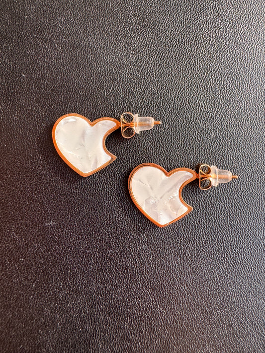 Frosted Heart Studs