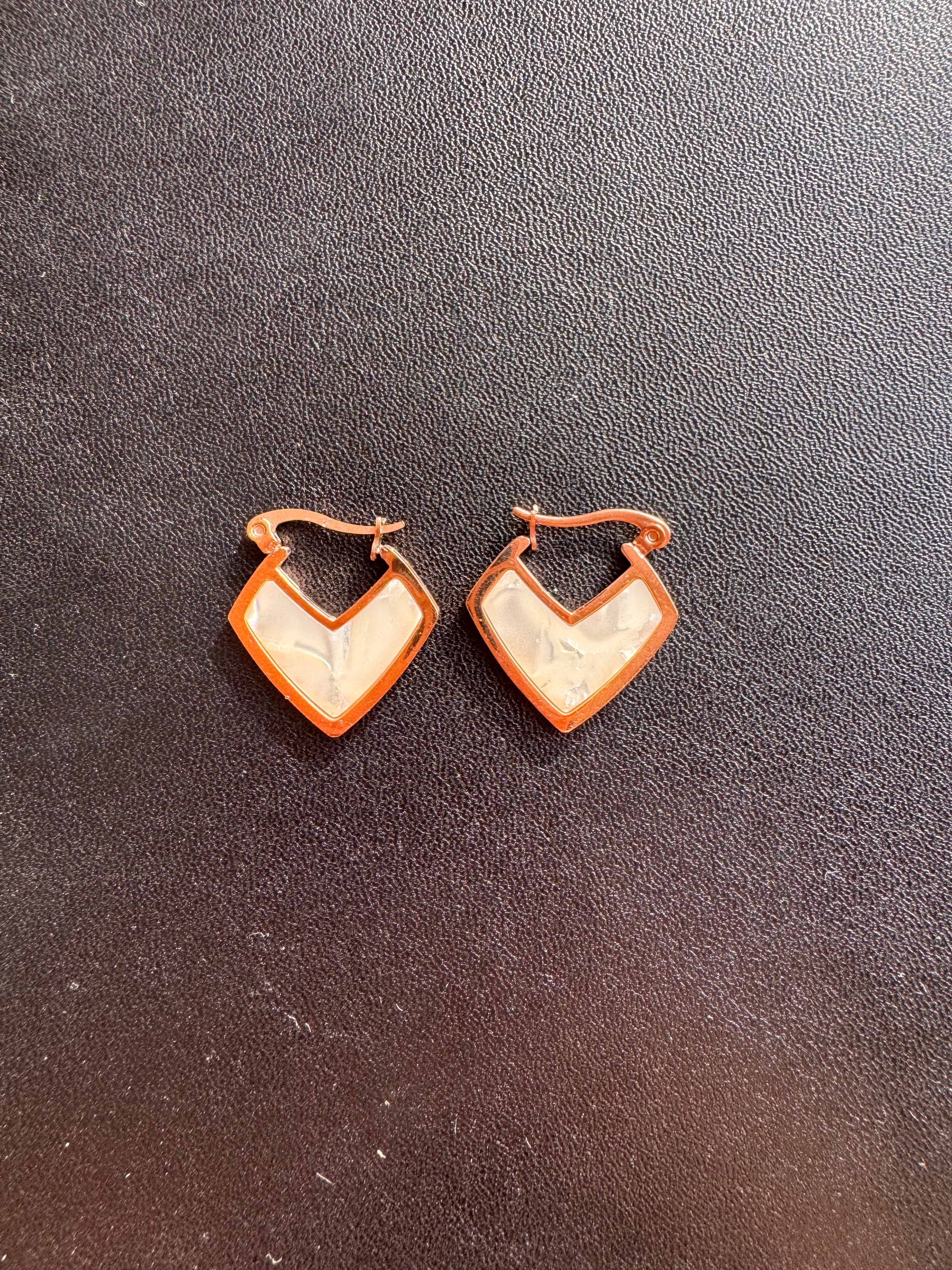 The Chevron Pearl Rose-Gold Huggie Hoops