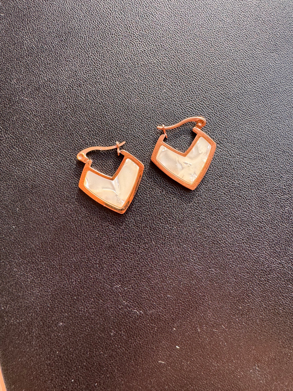 The Chevron Pearl Rose-Gold Huggie Hoops