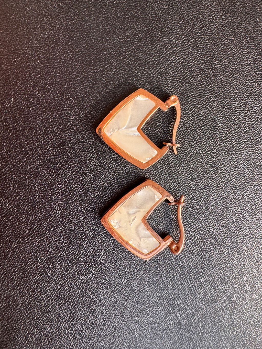 The Chevron Pearl Rose-Gold Huggie Hoops