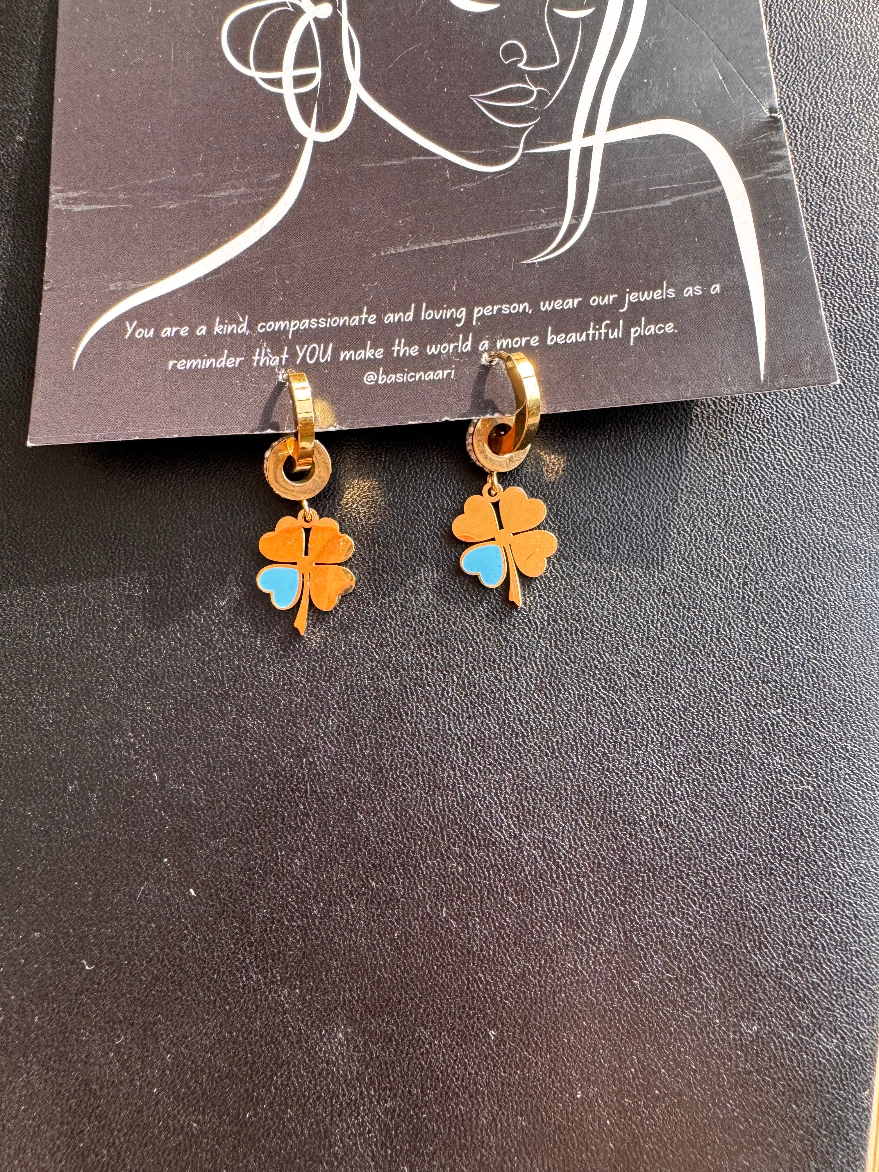 The Lucky Turquoise Four-Leaf Clover Drop Hoops