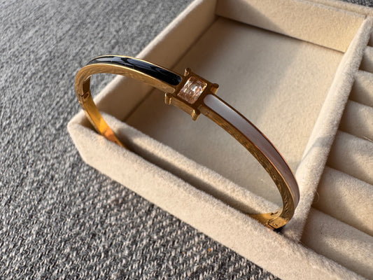 Dual-Tone Enamel Bar Cuff