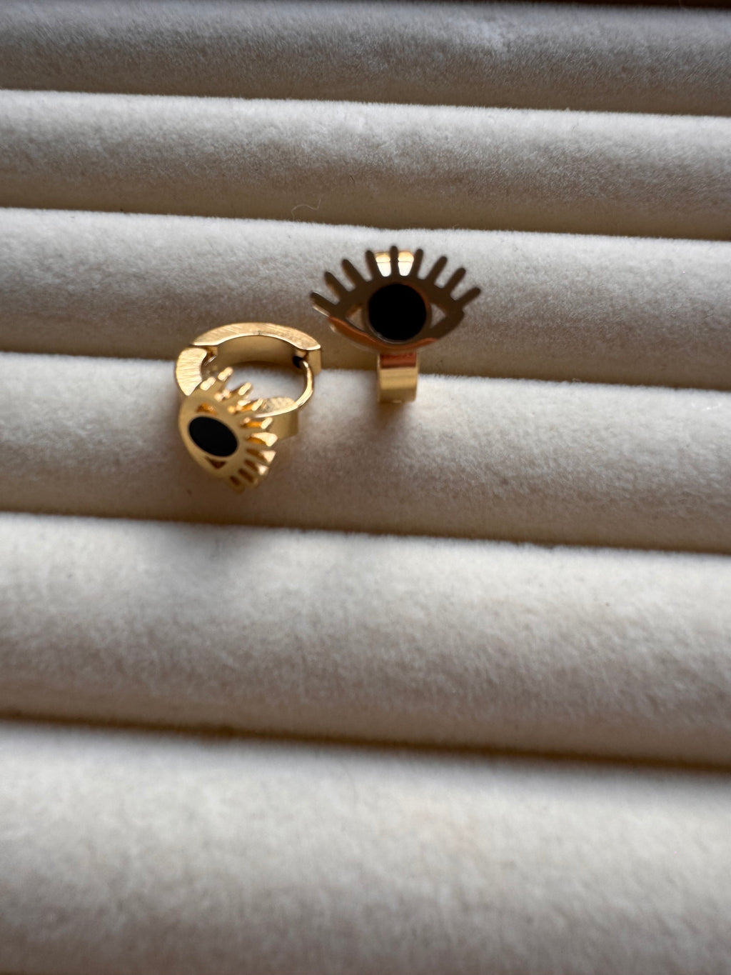 The Onyx Eye & Lash Gold Huggie Hoops