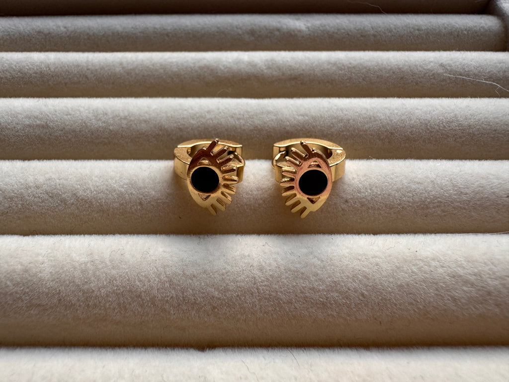The Onyx Eye & Lash Gold Huggie Hoops