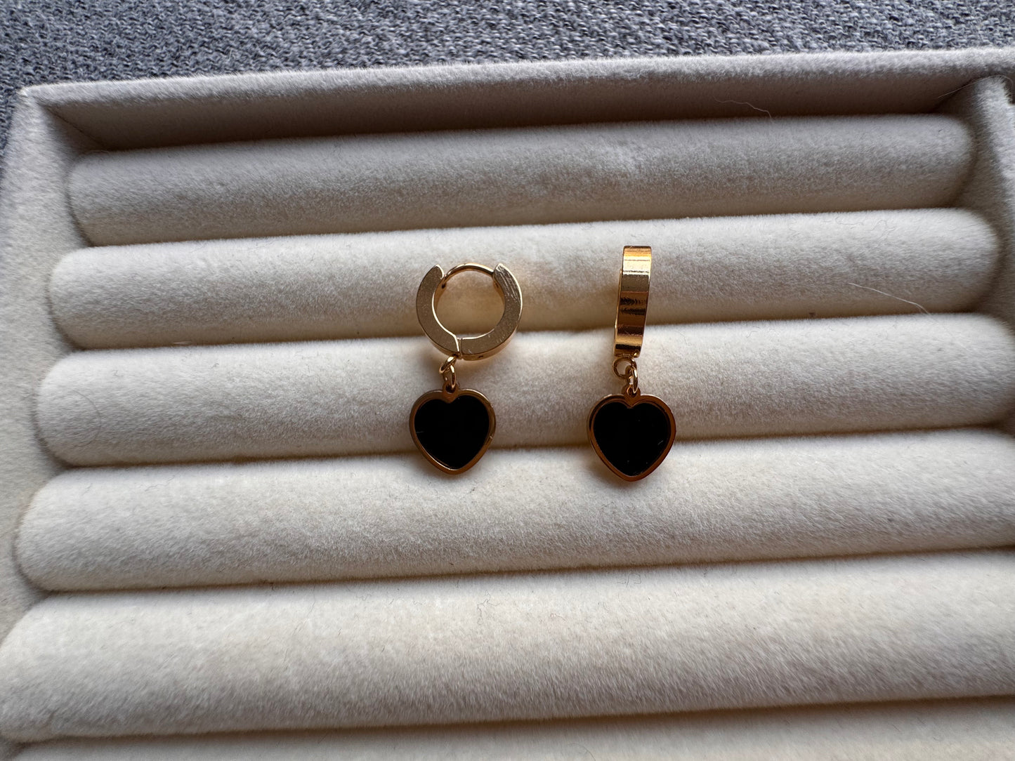 Black Heart Drop Hoops