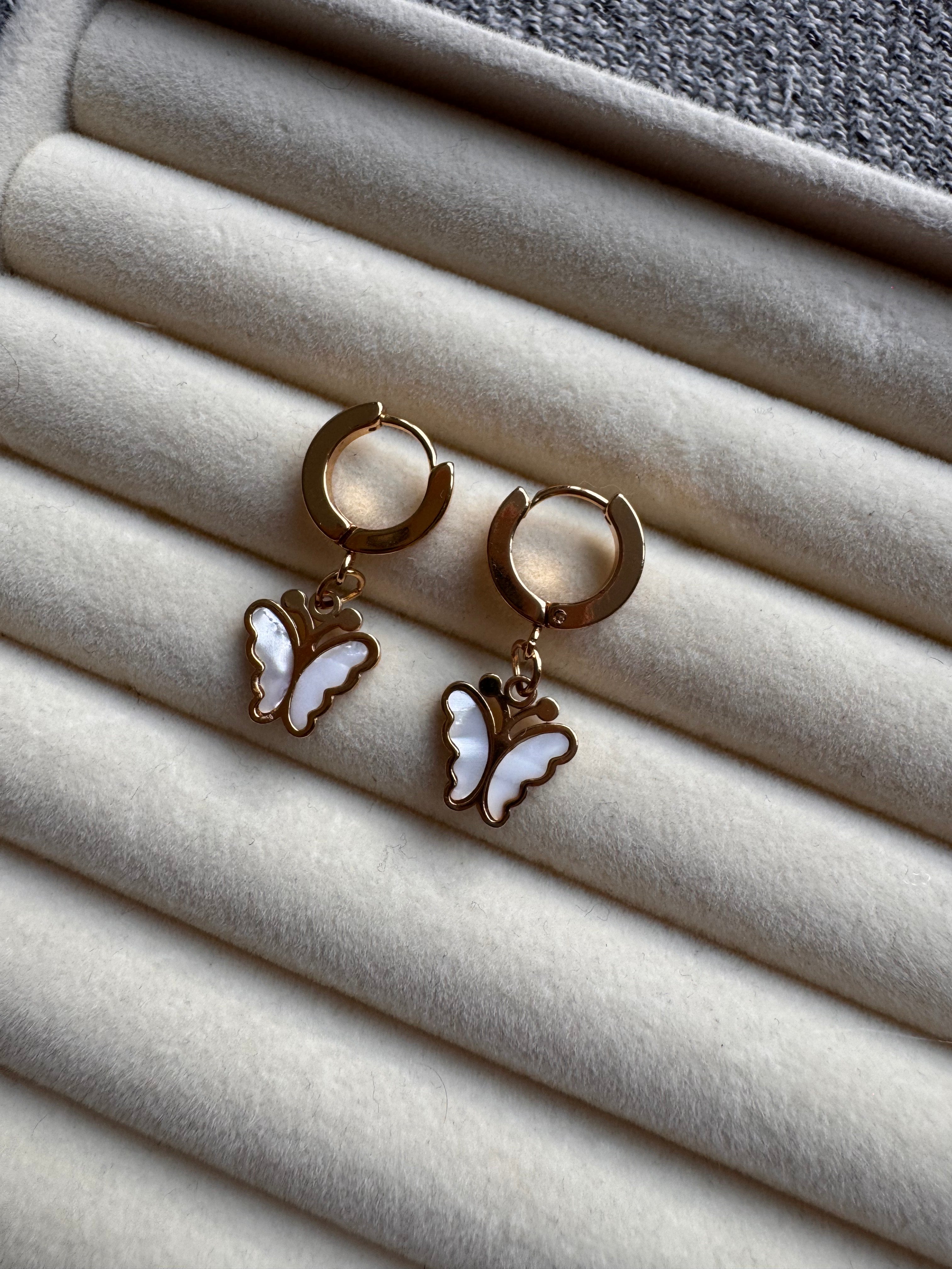 The Butterfly Charm Gold Huggies