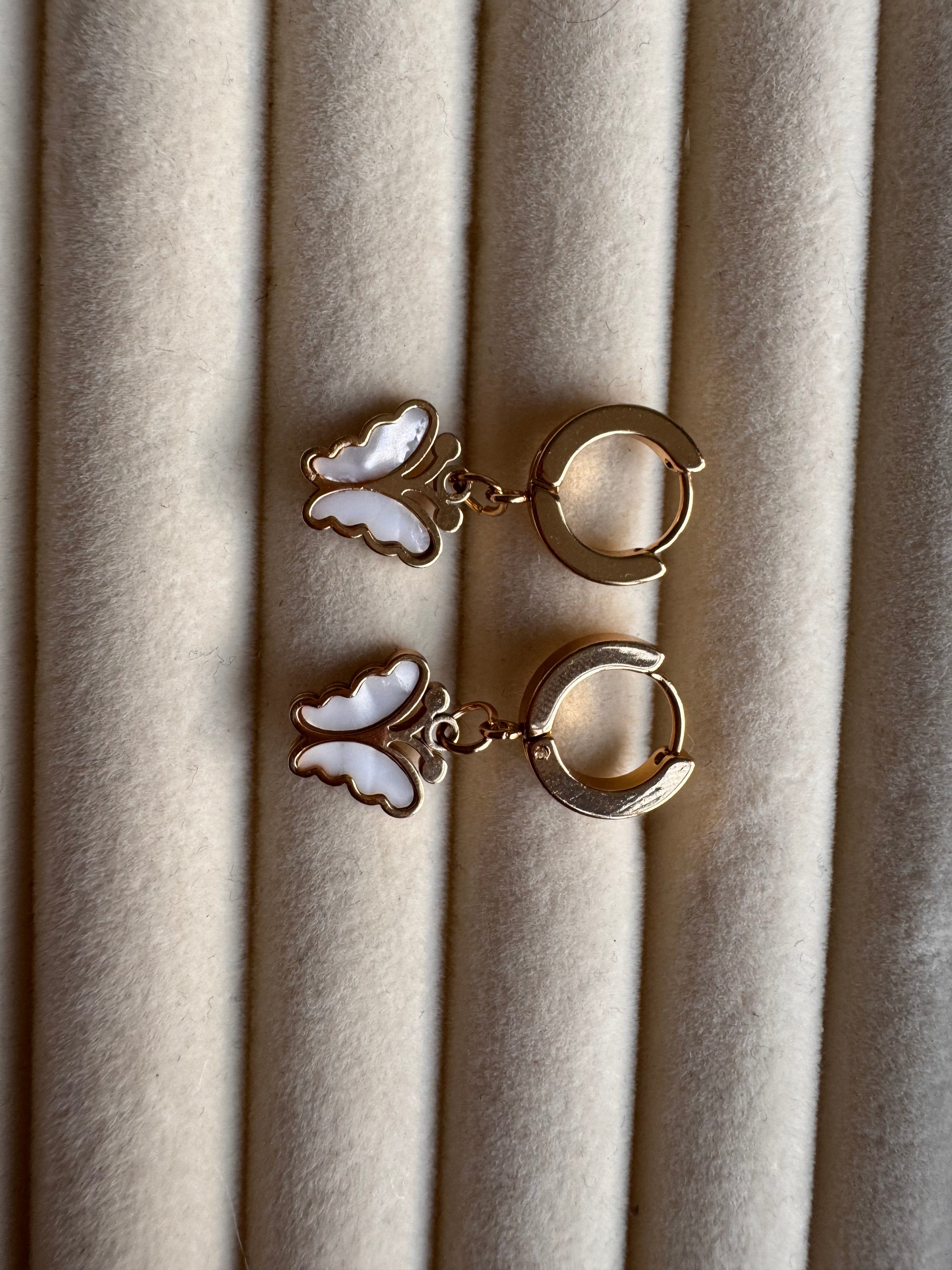 The Butterfly Charm Gold Huggies