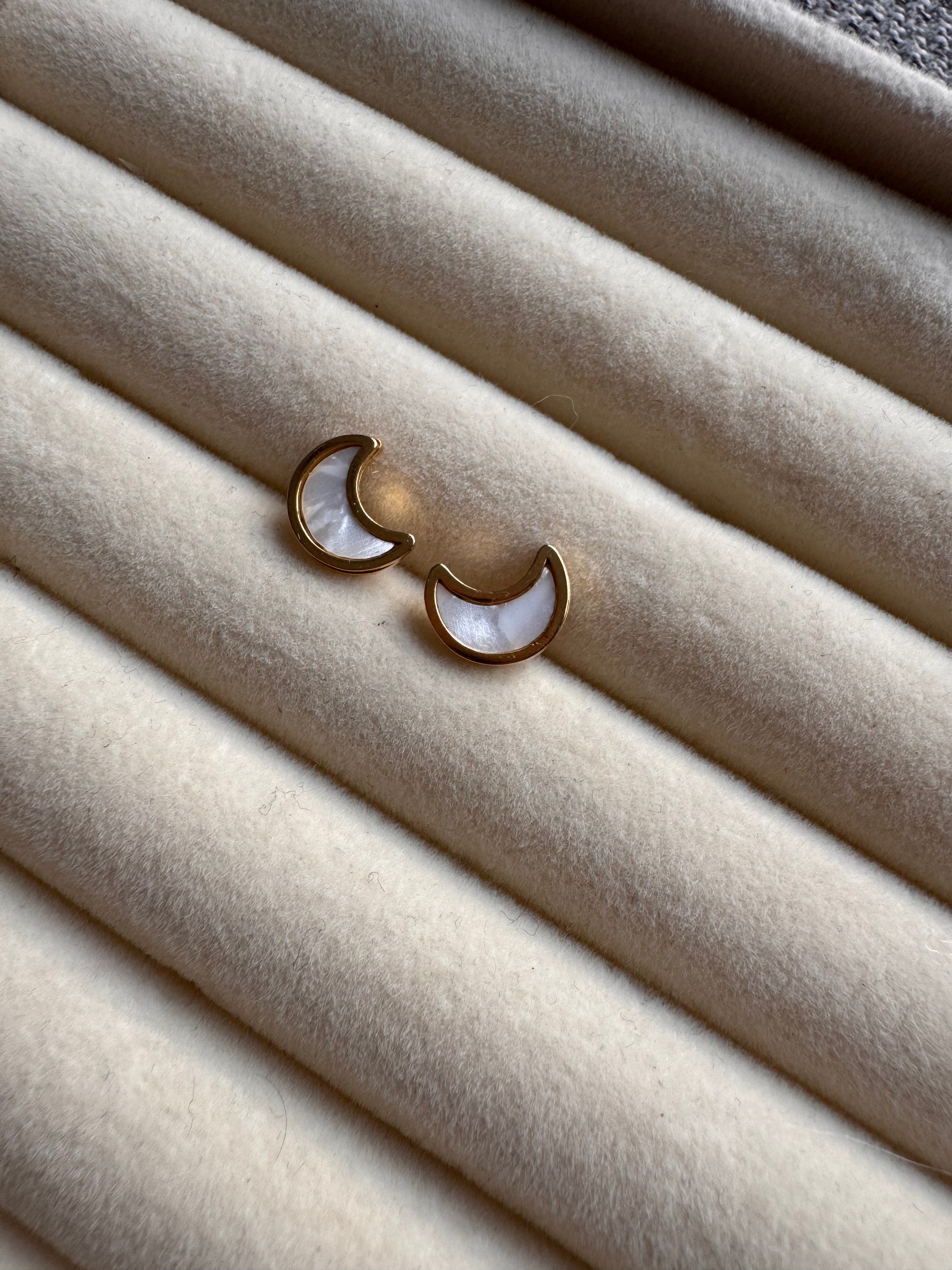 The Mother-of-Pearl Crescent Moon Studs