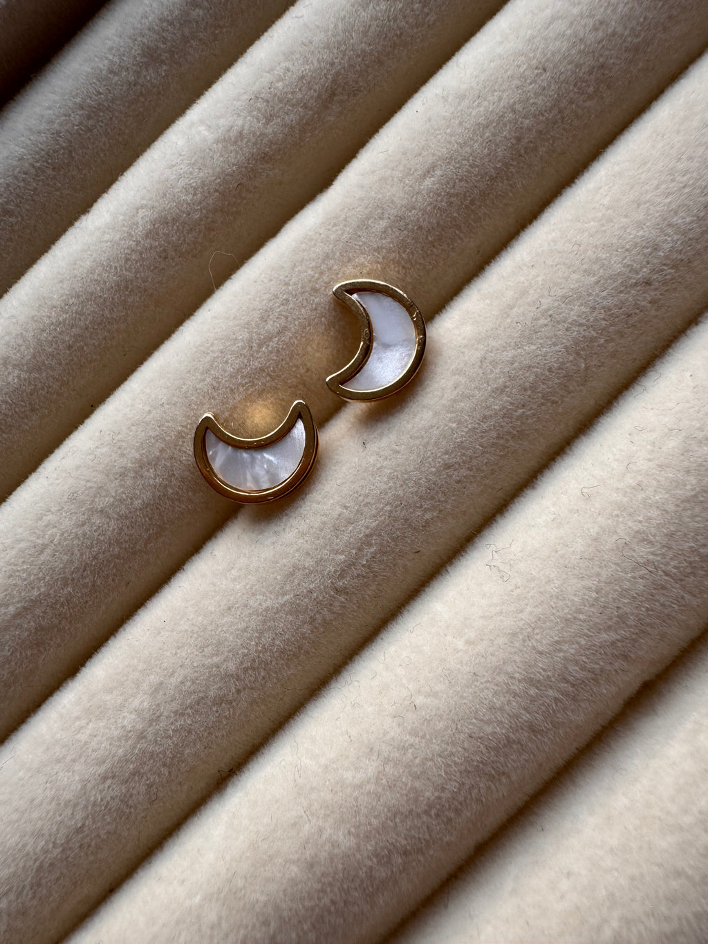 The Mother-of-Pearl Crescent Moon Studs