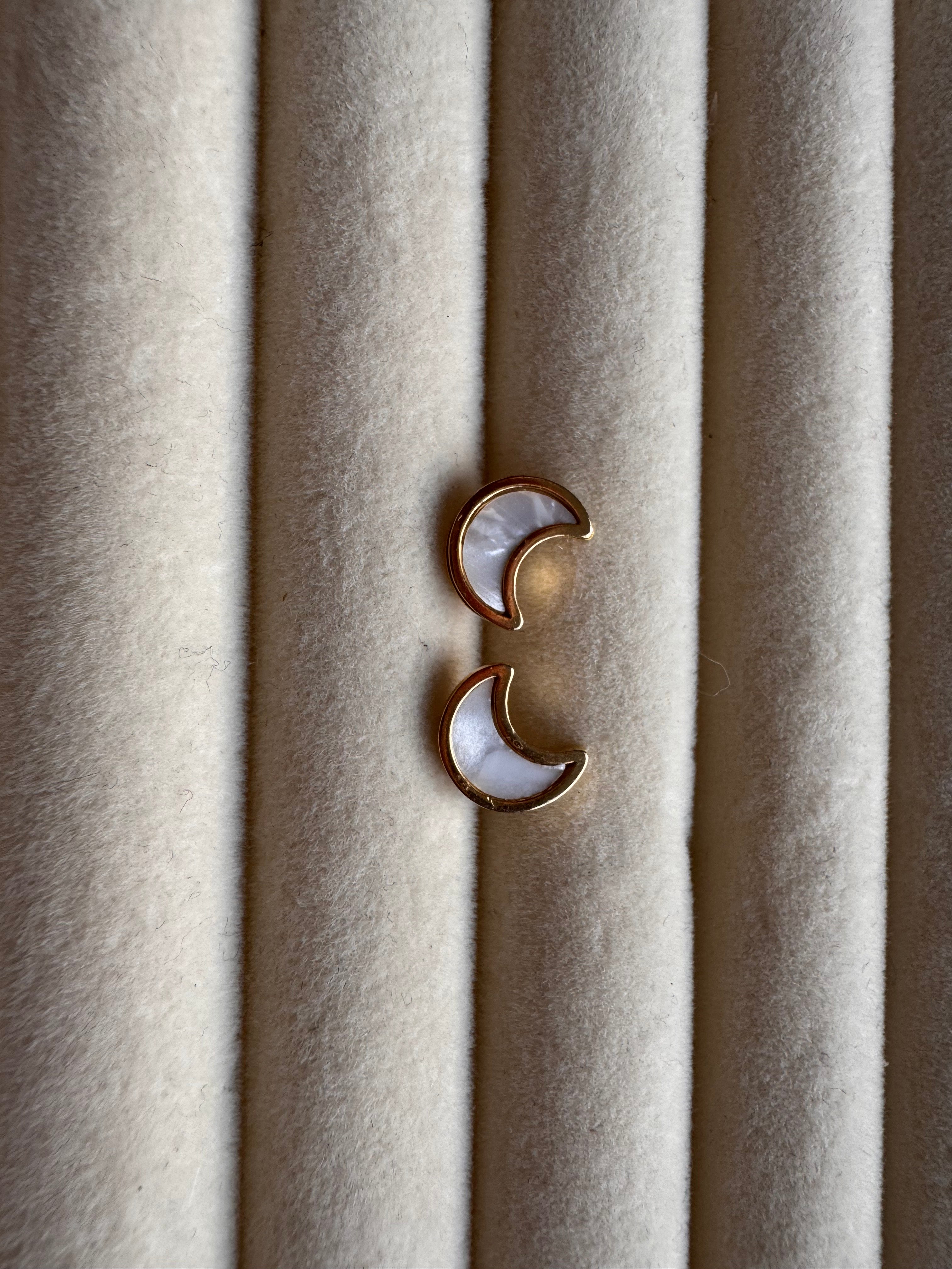 The Mother-of-Pearl Crescent Moon Studs