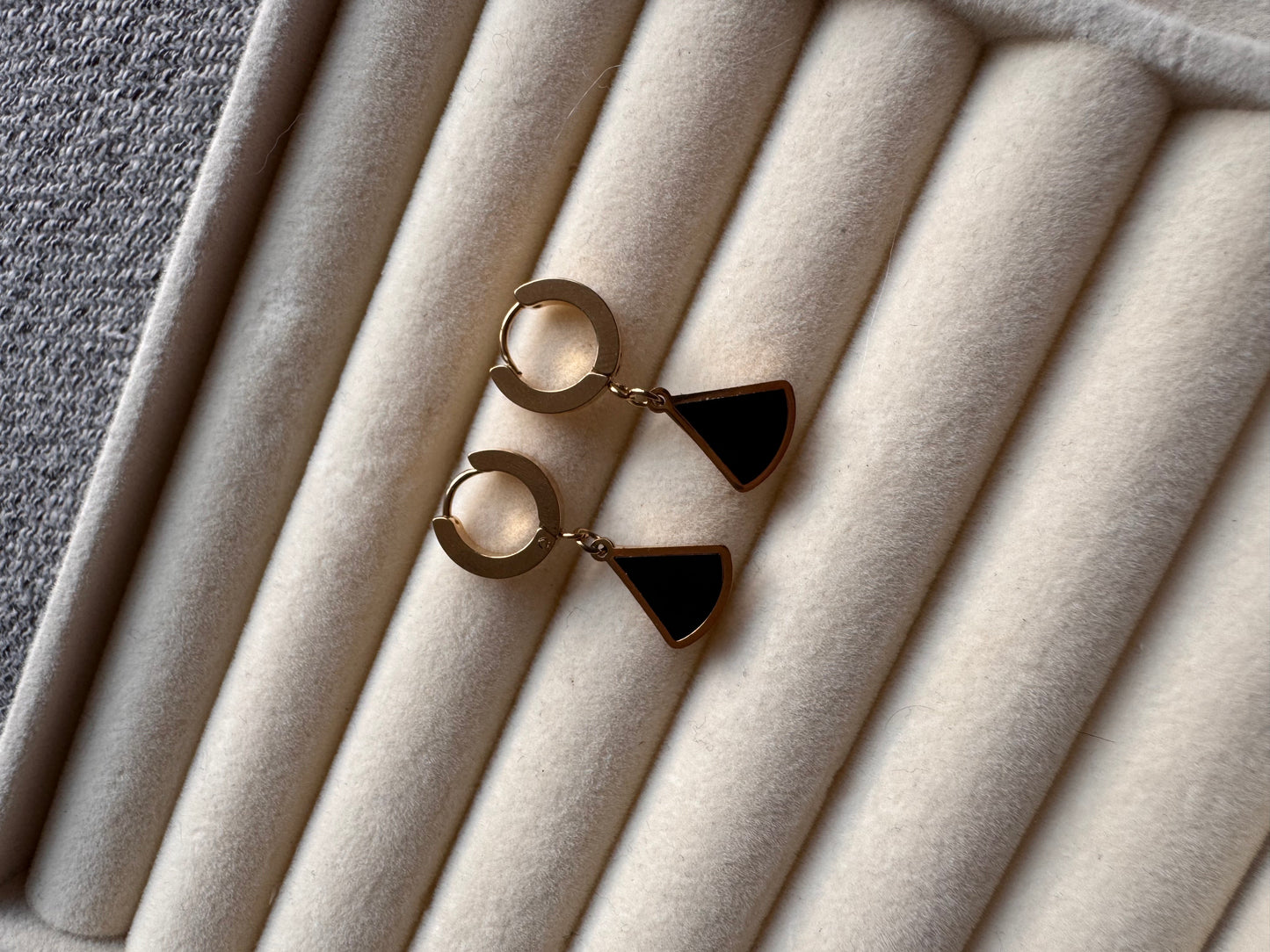 Black Enamel Drop Hoops