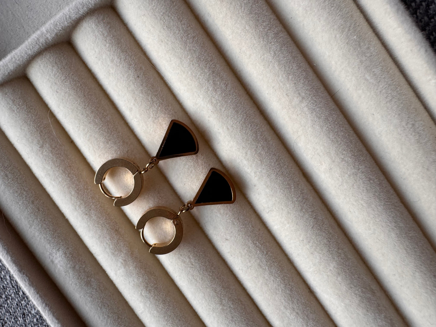 Black Enamel Drop Hoops