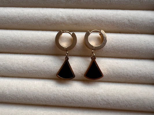 Black Enamel Drop Hoops